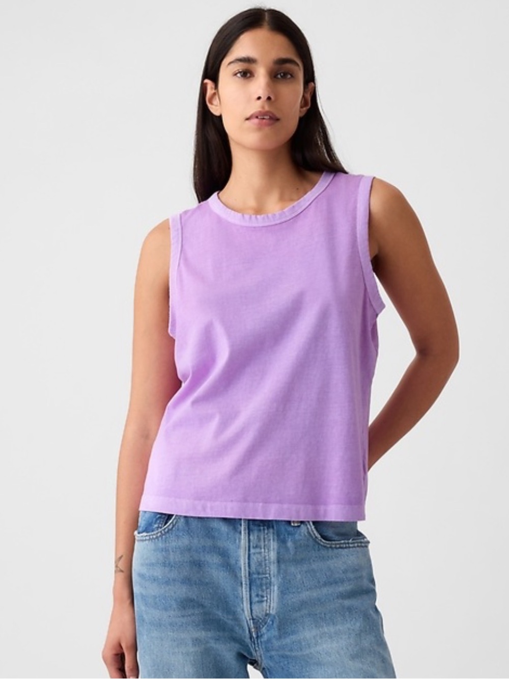 GAP Vintage Organically Grown Cotton Lilac Purple Crewneck Tank